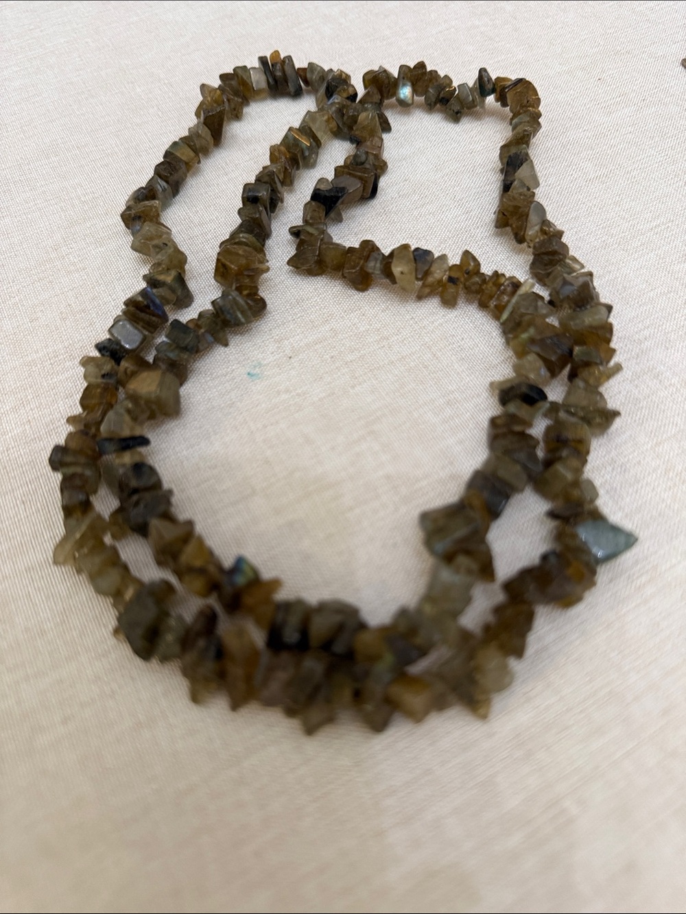 Labradorite Chip Bead Necklace - Natural Olive-Grey